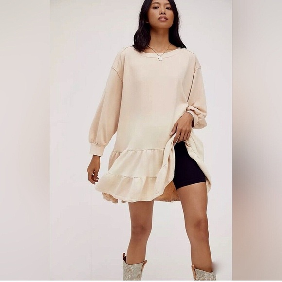 WE THE FREE Sunny Side Oversized Mini Sweatshirt Dress Size Small - Picture 1 of 16